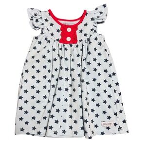Merce and Me Girls Star Print Pearl Dress Light Blue Red 12M Patriotic Summer